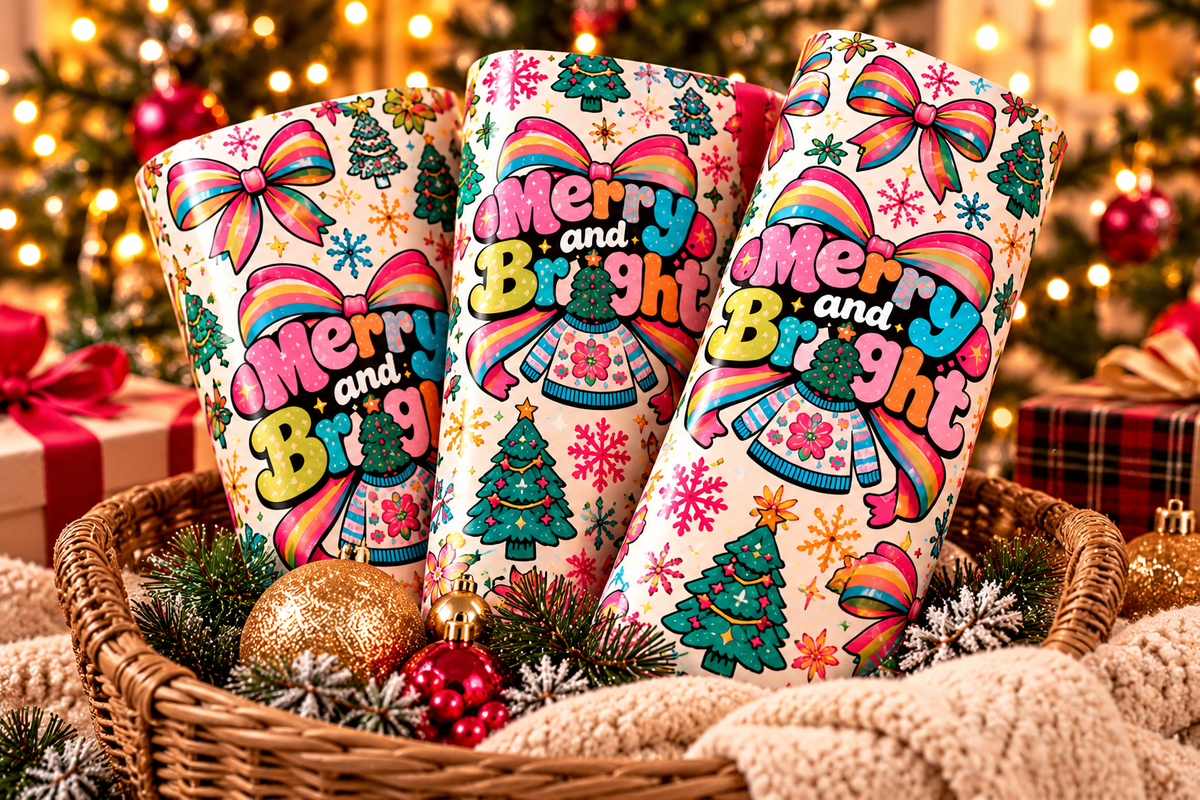 Merry & Bright Christmas Gift Wrap – 3 Sheet Set