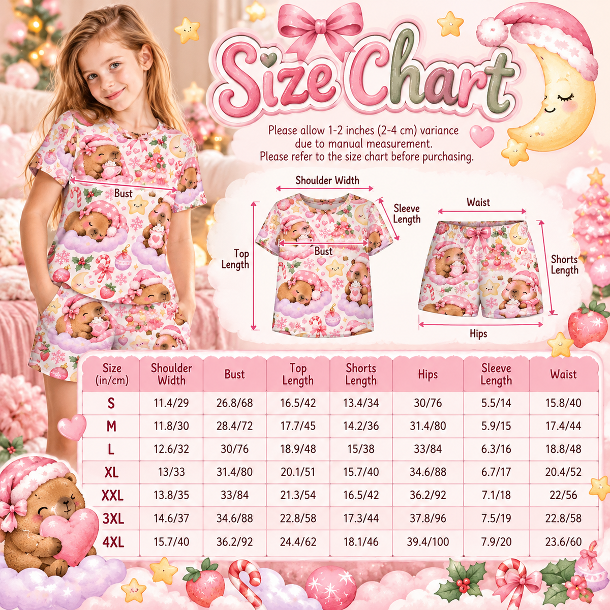 Capybara Kisses & Cozy Wish Girls' Pajama Set