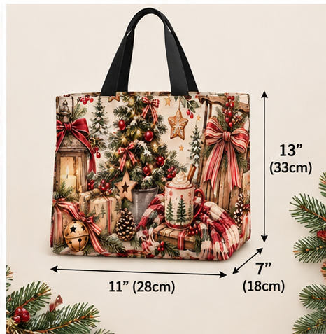 Christmas Wishes & Cocoa Kisses Oversized Holiday Tote B
