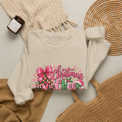 Christmas Cheer Crewneck Sweatshirt – "Faith Over Fear" Pink Tree Holiday Pullover