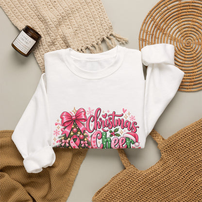 Christmas Cheer Crewneck Sweatshirt – "Faith Over Fear" Pink Tree Holiday Pullover