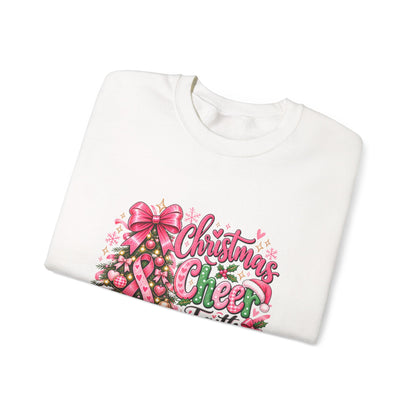 Christmas Cheer Crewneck Sweatshirt – "Faith Over Fear" Pink Tree Holiday Pullover