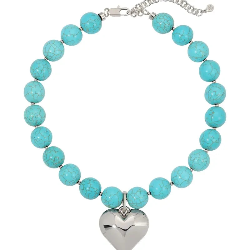 Turquoise Heart Charm Necklace