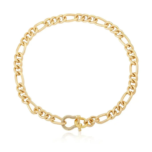 Gold Cuffed Link Necklace