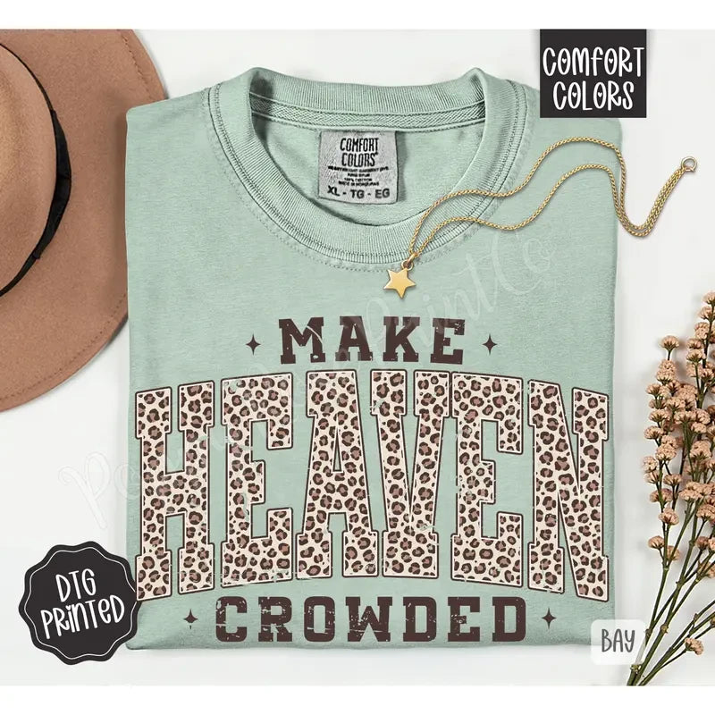 Leopard Print Religious Cotton T-Shirt