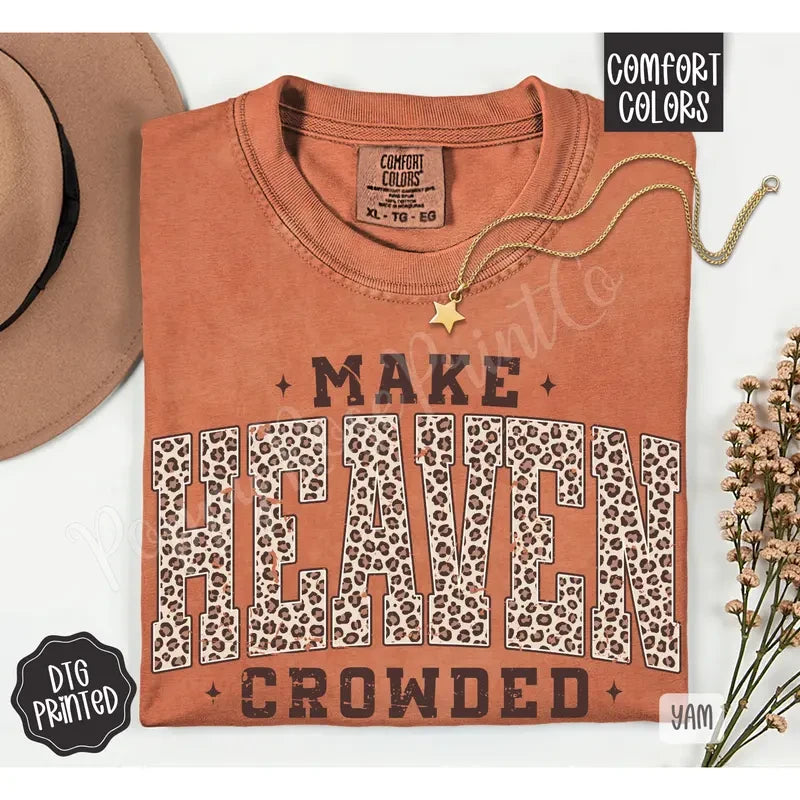 Leopard Print Religious Cotton T-Shirt