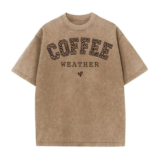 Acid Wash Coffee Graphic T-Shirt