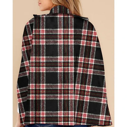 Womens Plaid Cape Jacket