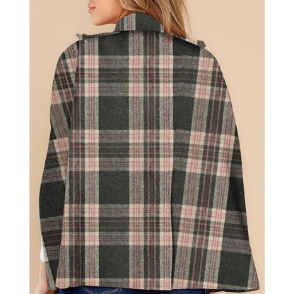 Womens Plaid Cape Jacket