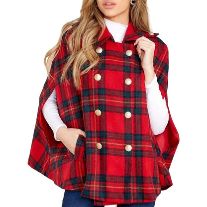 Womens Plaid Cape Jacket