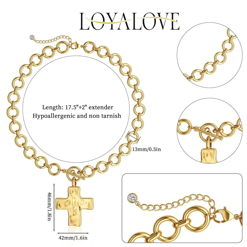 Chunky Gold Cross Necklace