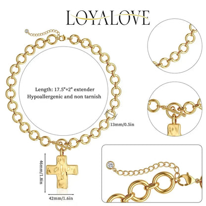 Chunky Gold Cross Necklace