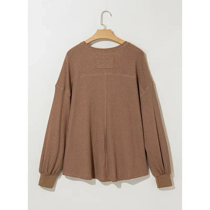 Waffle Knit Oversized Fall Top