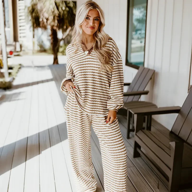 Striped Knit Lounge Set