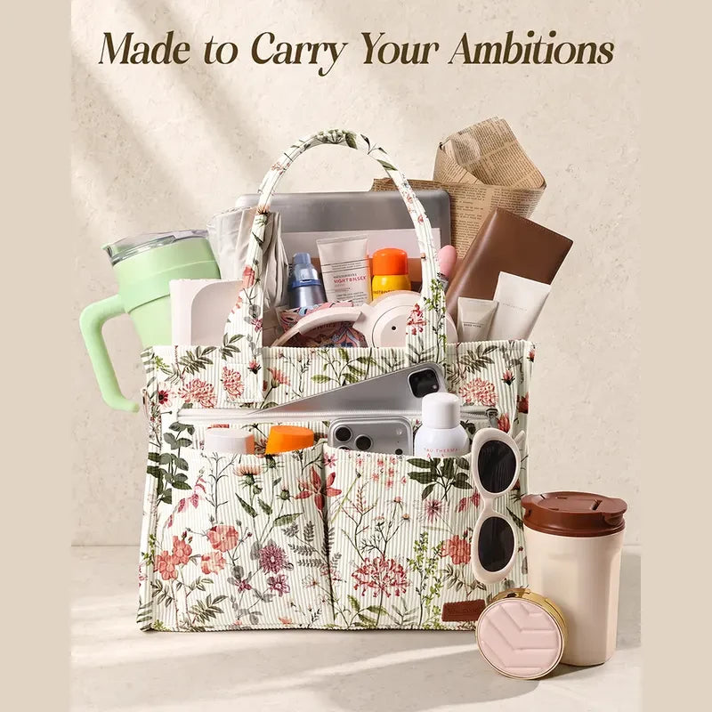 Structured Corduroy Tote Bag