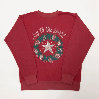 Festive Embroidered Christmas Fleece Sweatshirt