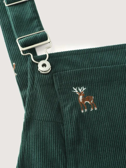 Corduroy Embroidered Knee Dress