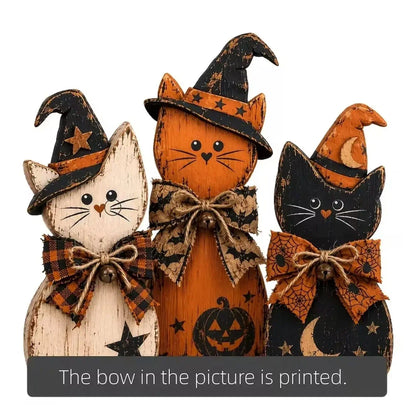Retro Wooden Halloween Decor Set