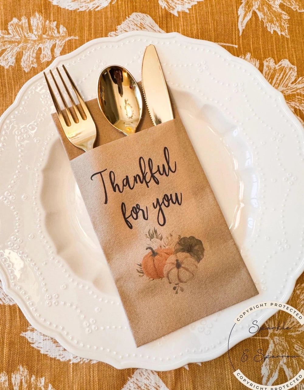 Thanksgiving Dinner Silverware Holder Napkin