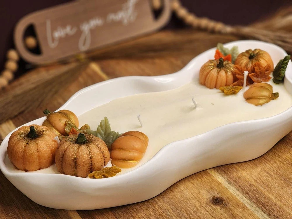 Orange Pomander Pumpkin Bowl Candle