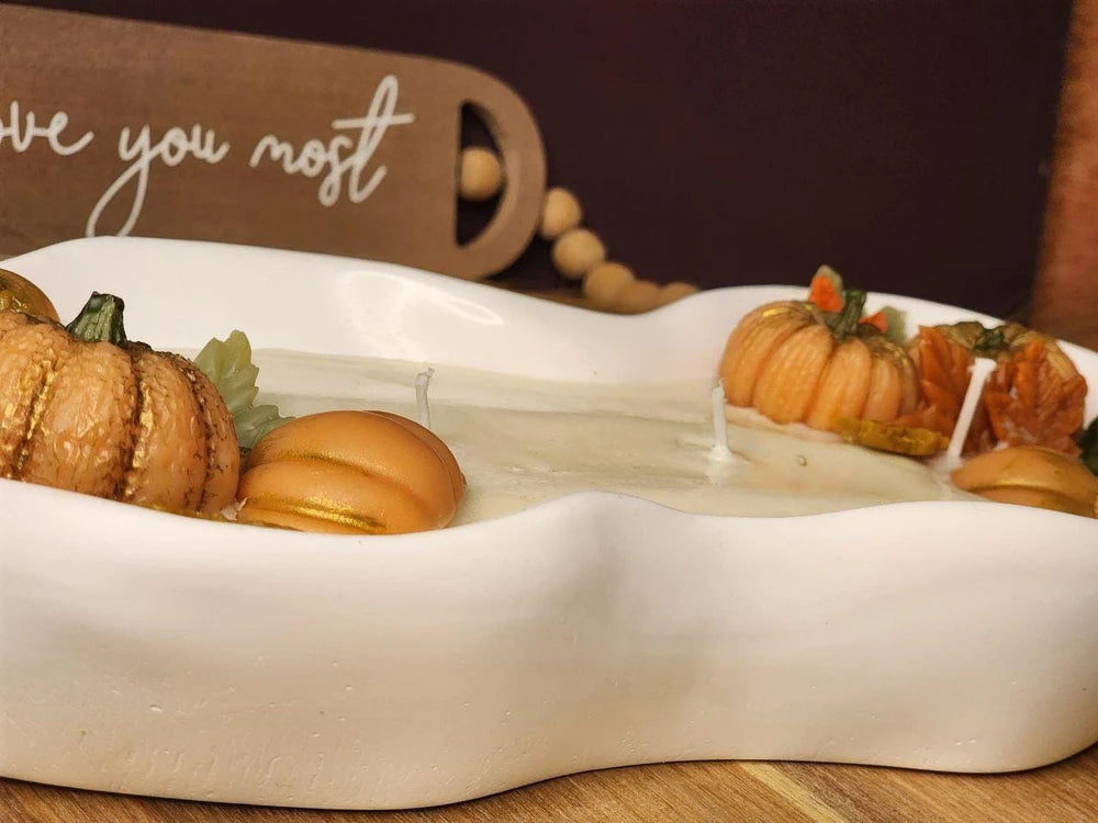Orange Pomander Pumpkin Bowl Candle