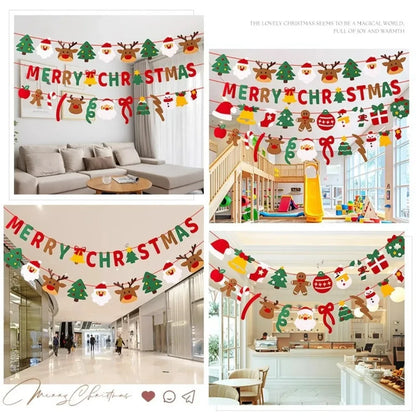 Merry Christmas Handmade DIY Wall Banner