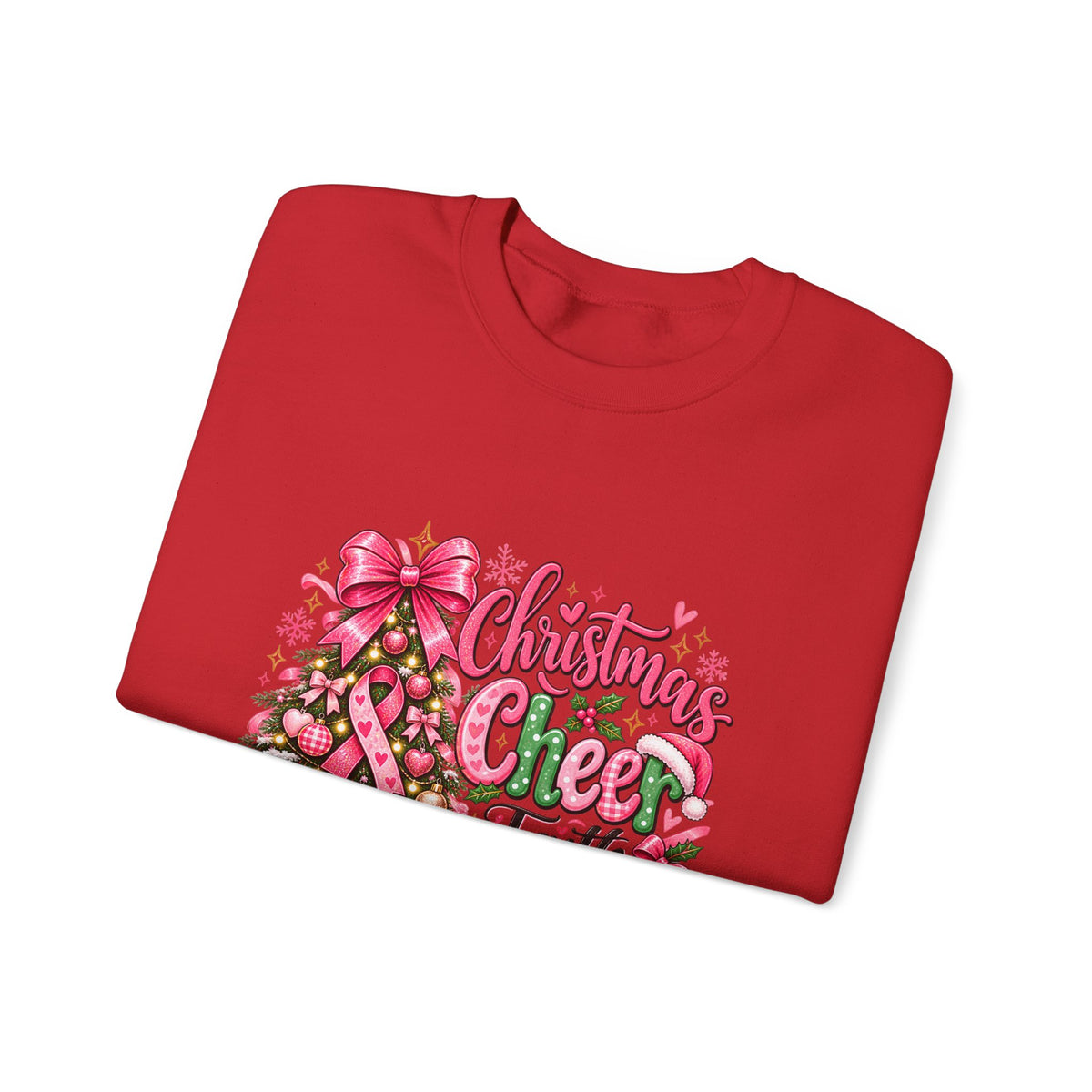 Christmas Cheer Crewneck Sweatshirt – "Faith Over Fear" Pink Tree Holiday Pullover