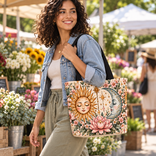 Moonlight & Sunshine Floral Tote Bag