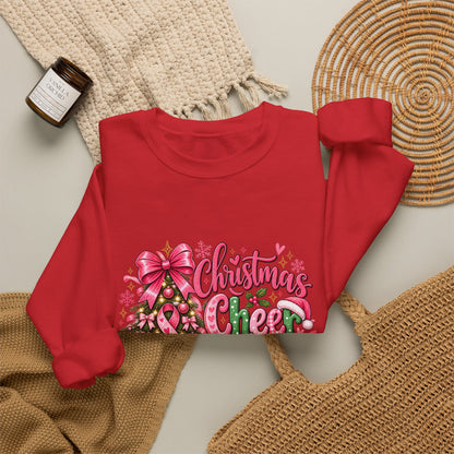 Christmas Cheer Crewneck Sweatshirt – "Faith Over Fear" Pink Tree Holiday Pullover