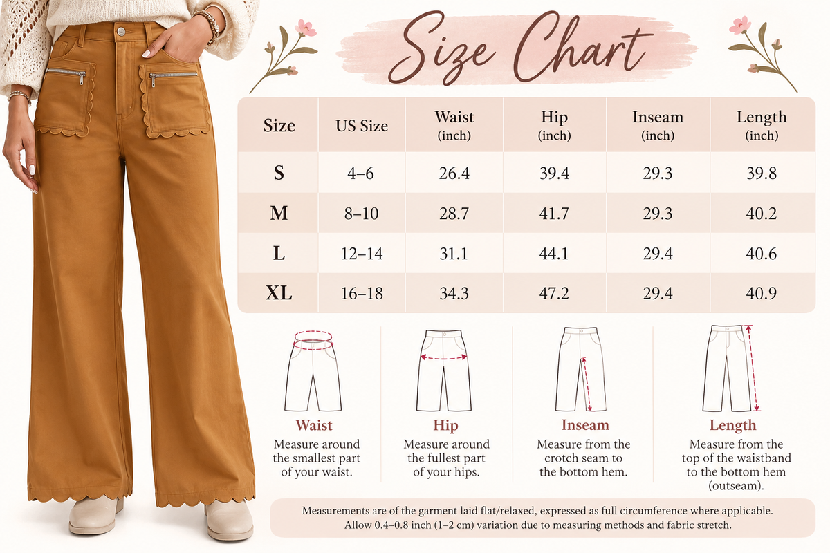 Thai Curry Scalloped Edge Pocket Full-Length Pant