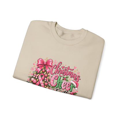 Christmas Cheer Crewneck Sweatshirt – "Faith Over Fear" Pink Tree Holiday Pullover