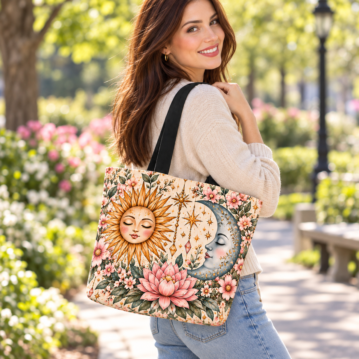 Moonlight & Sunshine Floral Tote Bag