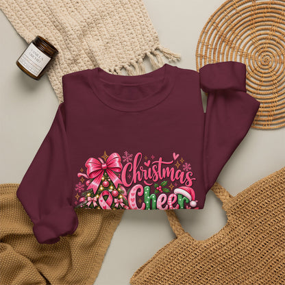 Christmas Cheer Crewneck Sweatshirt – "Faith Over Fear" Pink Tree Holiday Pullover