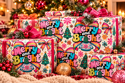 Merry & Bright Christmas Gift Wrap – 3 Sheet Set