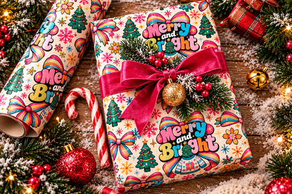 Merry & Bright Christmas Gift Wrap – 3 Sheet Set