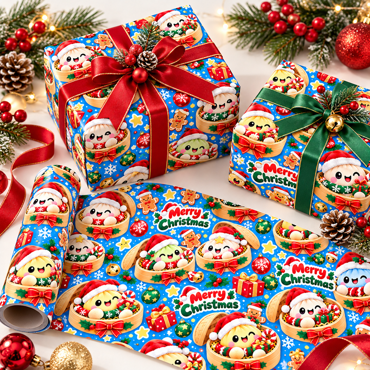 Merry Squishmas! – Christmas Dumpling Wrapping Paper 🎁✨ 3Pack