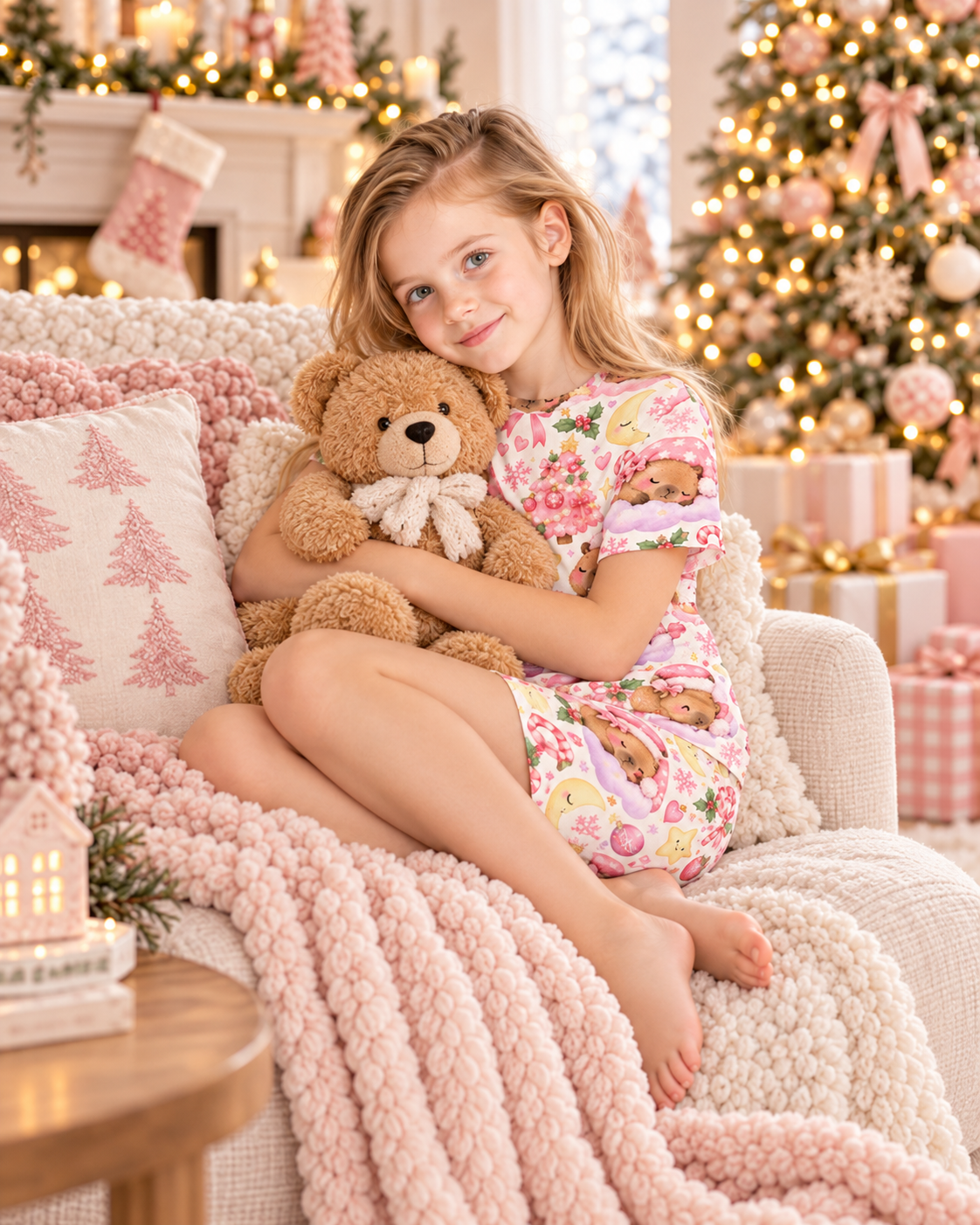 Capybara Kisses & Cozy Wish Girls' Pajama Set