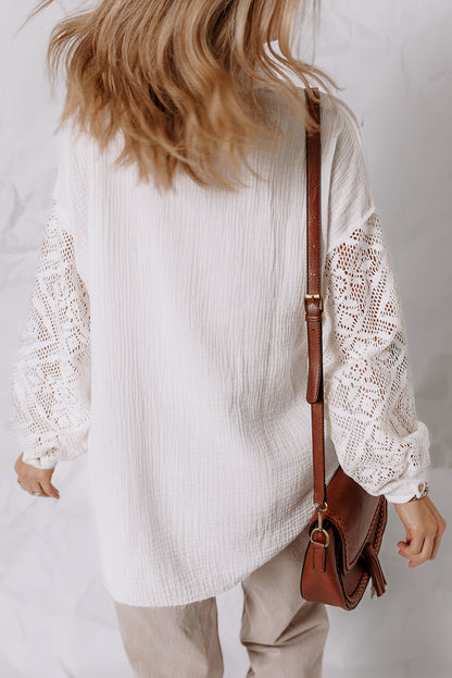 Ivory Grace Cotton &amp; Lace Button-Down Shirt