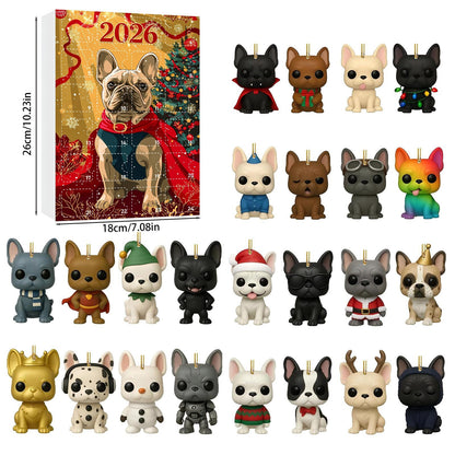 Pet dog arrives in the holiday calendar box